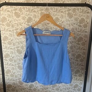 Abercrombie & Fitch Sky Blue Square Neck Linen Tank
